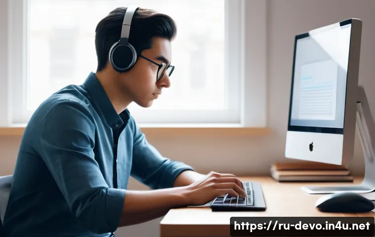 정보기기운용 실무에서 자주 사용하는 하드웨어 진단 도구 - **Prompt:** A young adult, dressed in comfortable yet modest everyday clothing, sits at a modern, cl...